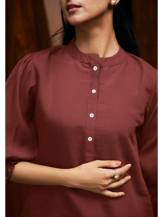 Brown Embroidered- Thread Work Co-ord (Set of 2)