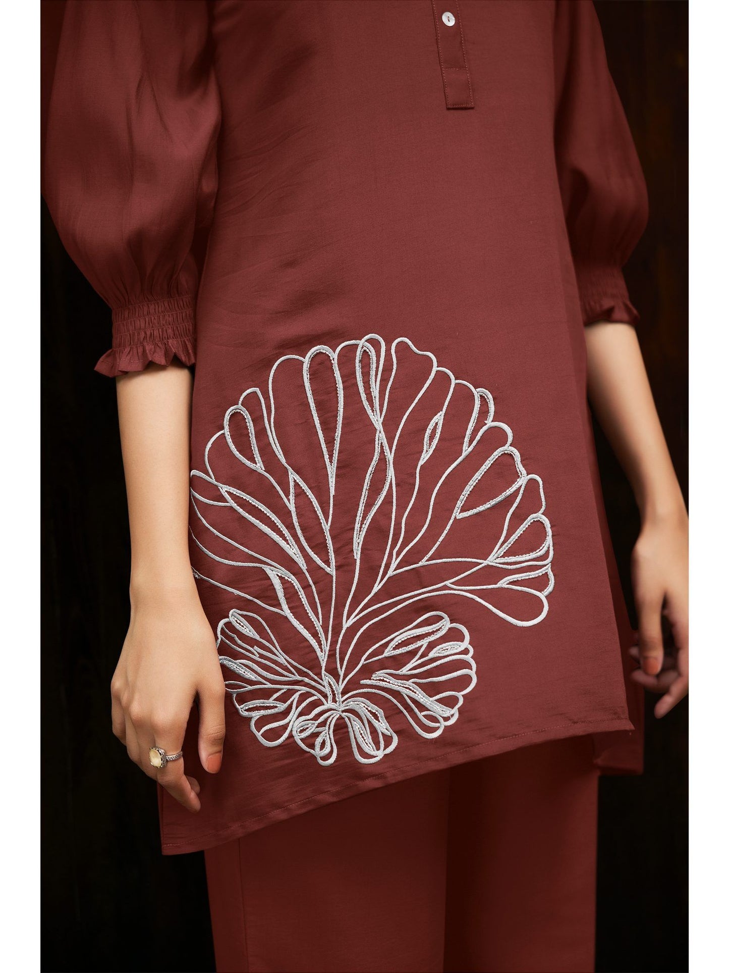 Brown Embroidered- Thread Work Co-ord (Set of 2)