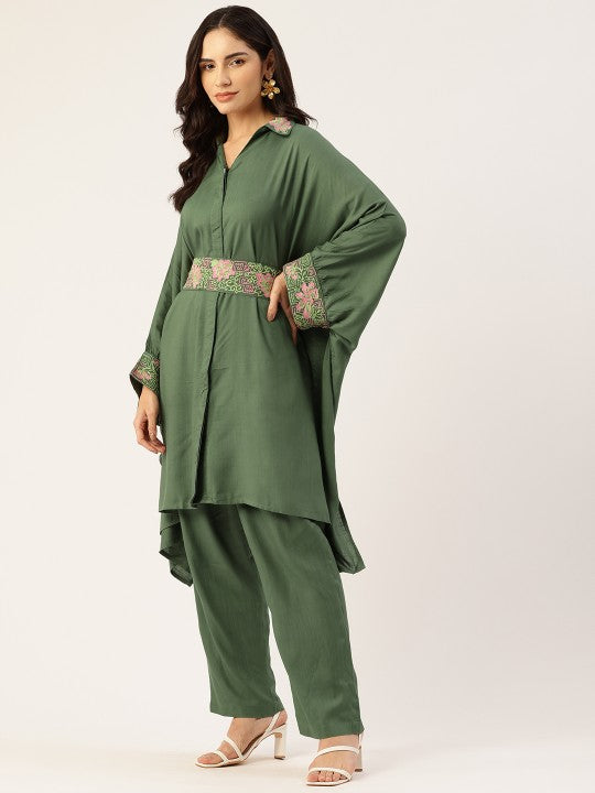 Kaftan Tunic With Trousers & Belt