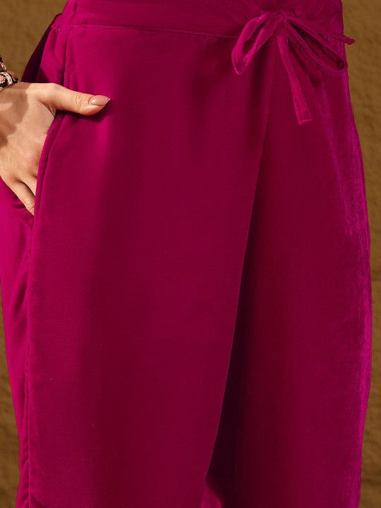 House of Pataudi Embroidered Velvet Straight Kurta