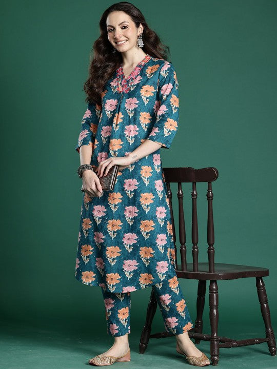 Indo Era Printed Pure Cotton Tunic & Trouser Co-Ords