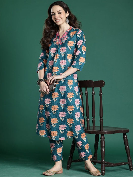 Indo Era Printed Pure Cotton Tunic & Trouser Co-Ords