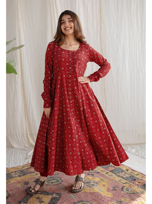 Bagru Ajrakh Cotton Kali Kurta