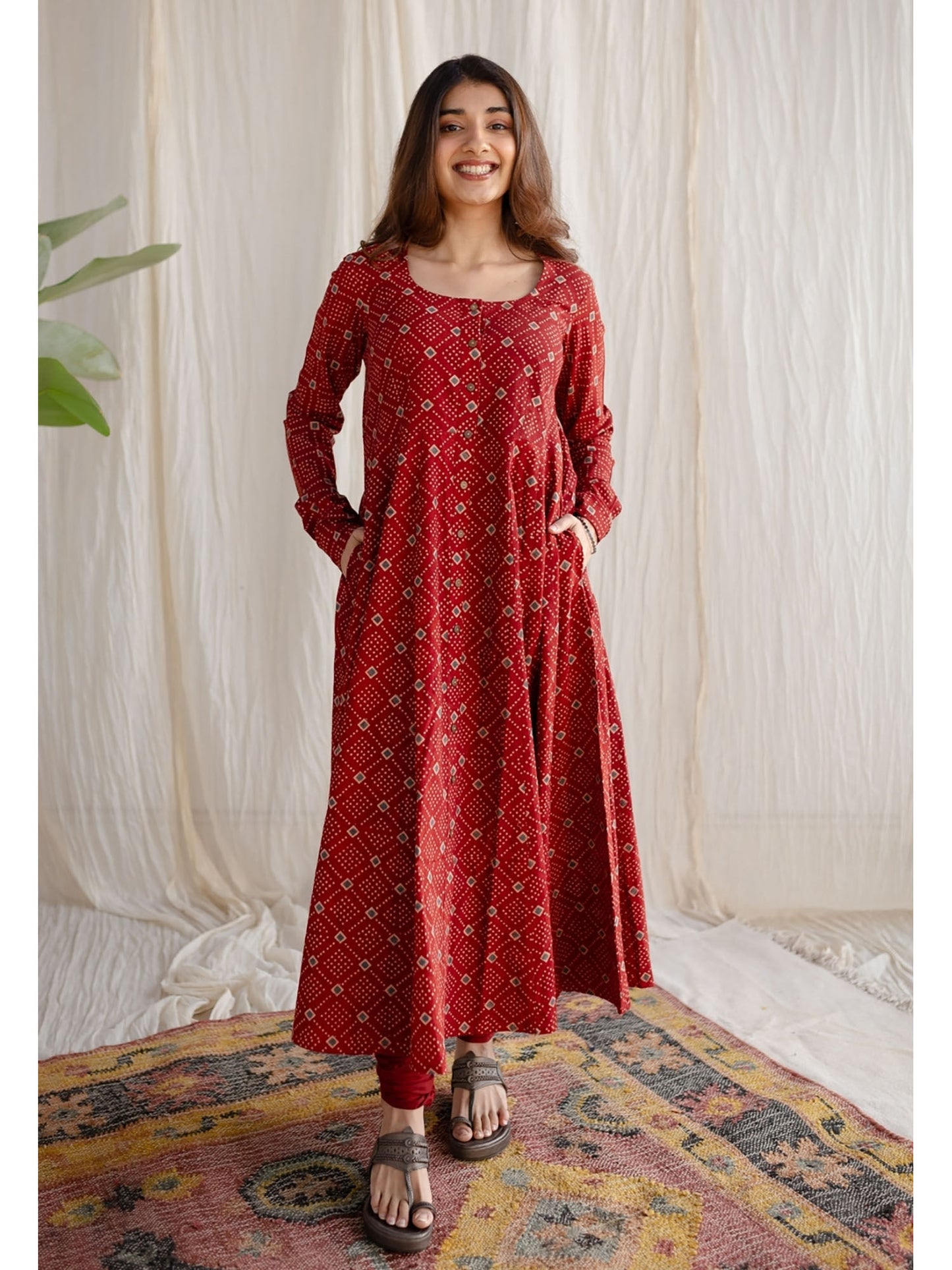 Bagru Ajrakh Cotton Kali Kurta