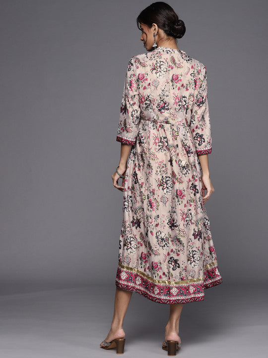 Biba Multicoloured Floral Midi Fit & Flare Dress