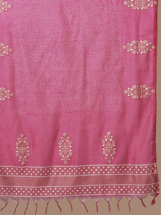 GoSriKi Floral Printed Notch Neck Straight Kurta With Trousers And Dupatta