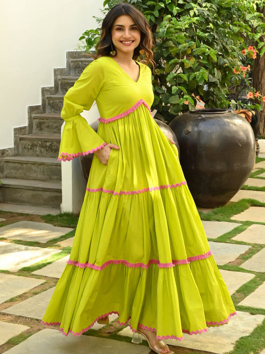 Bunaai Cotton Fit & Flared Ethnic Dress
