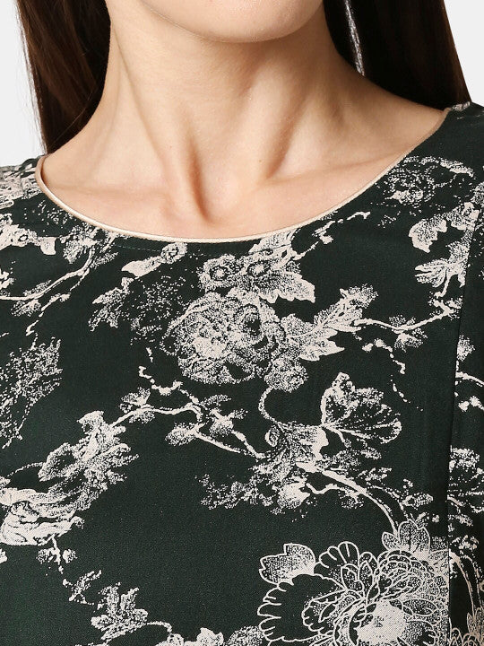 AV2 Olive Green Floral Printed Maternity Midi Dress