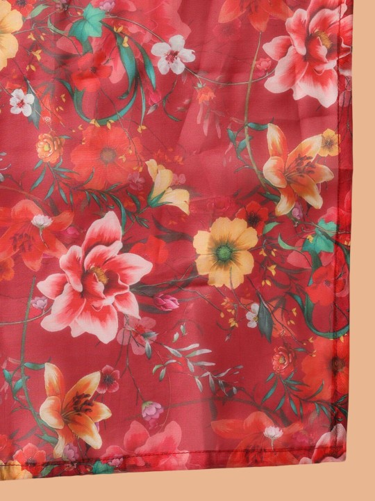 Neck Flared Sleeves Straight Kurta with Trouser & Dupatta