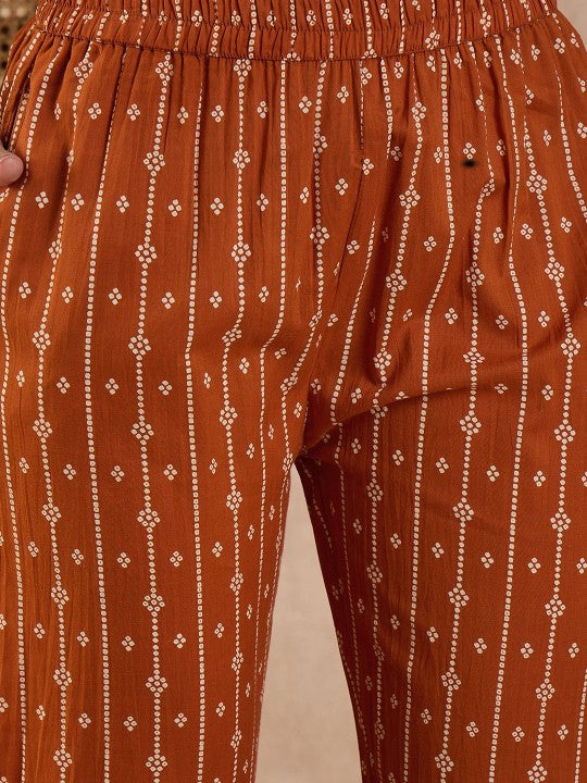 CHETI Women Ethnic Motifs Printed Cotton Kurta with Trousers & Dupatta