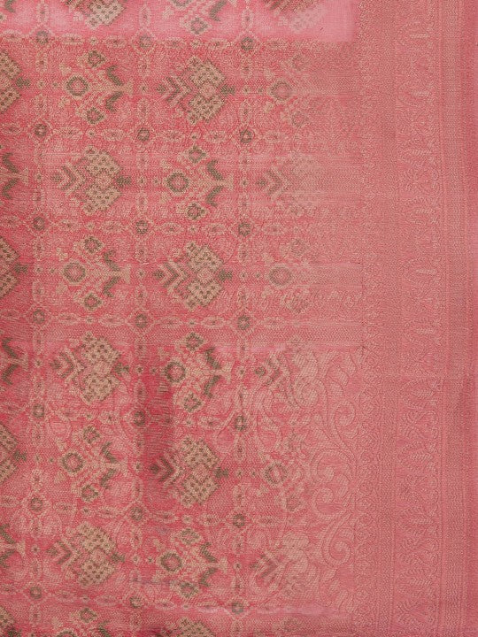 FASHOR Peach-Coloured Floral Embroidered Gotta Patti Kurta