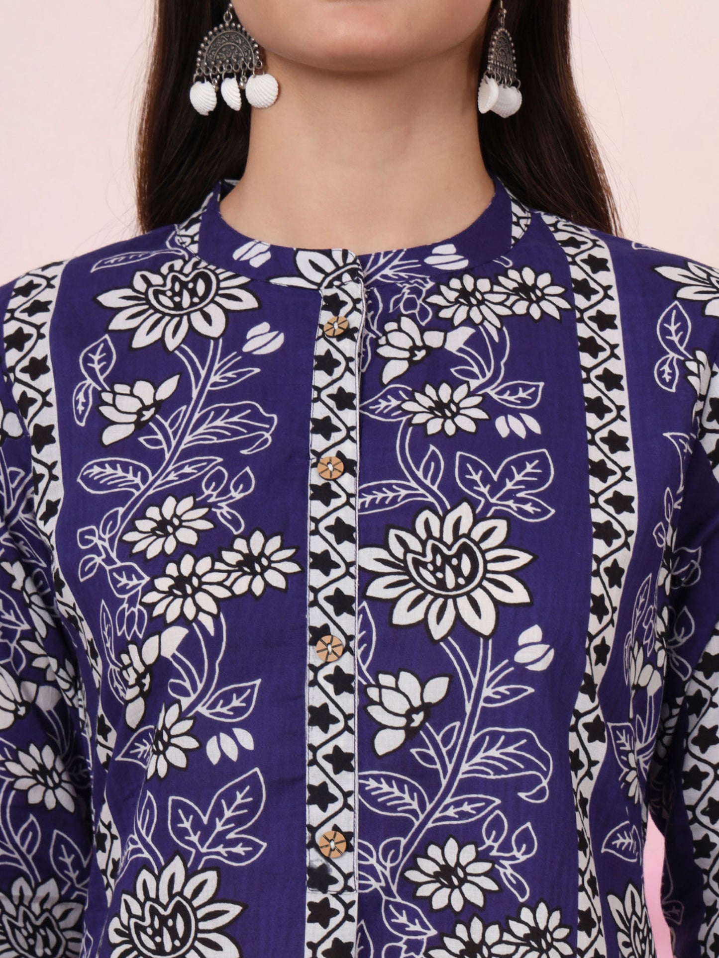 Womens Floral Straight Blue Co-Ord (Set of 2)