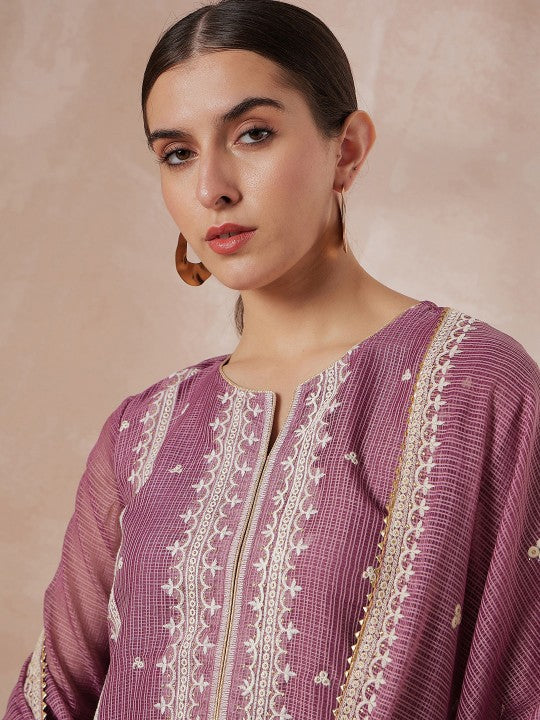 all about you Floral Embroidered Thread Work Kurta
