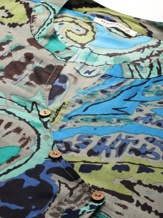 Printed Pure Cotton Tunic With Trousers