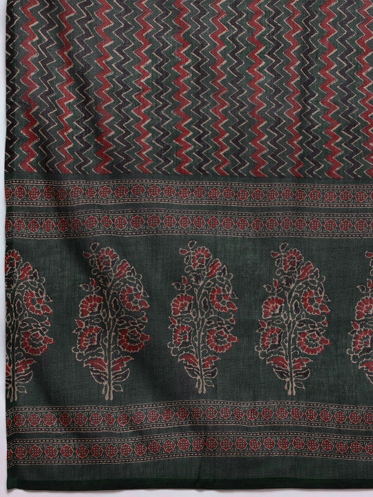 Floral Printed Pure Cotton Kurta with Palazzos & Dupatta