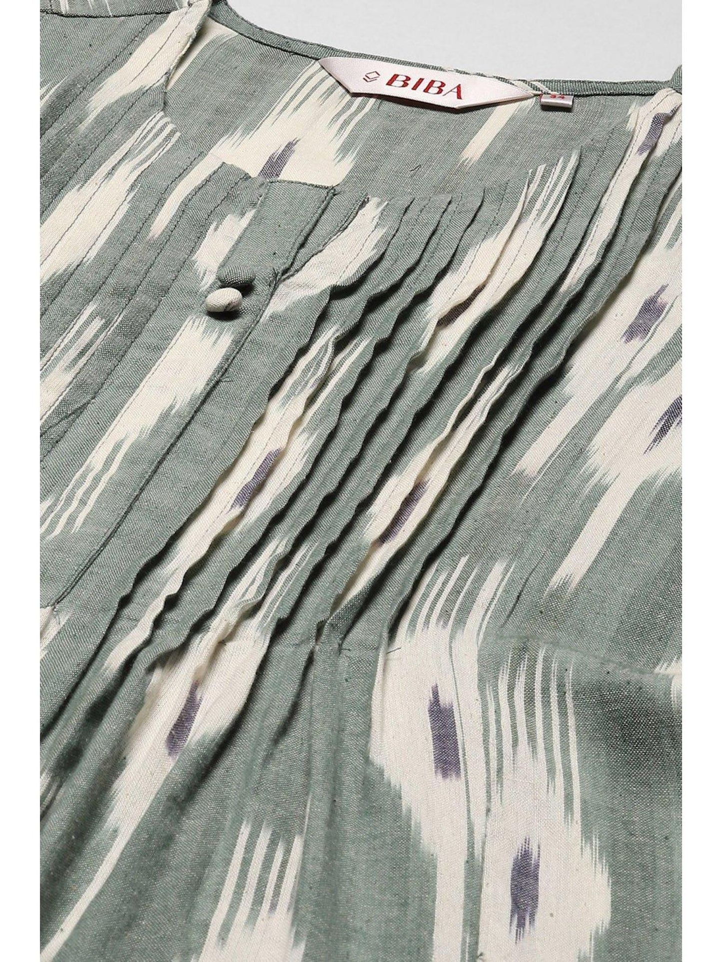Green Cotton Blend Straight Yarndyed 2 Piece (Set of 2)