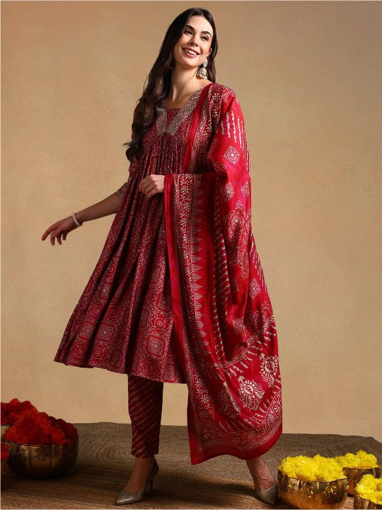 AHIKA Ethnic Motifs Printed Empire Anarkali Kurta
