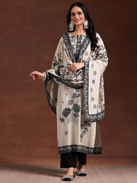 Womens White Kurta with Pant and Dupatta (Set of 3)