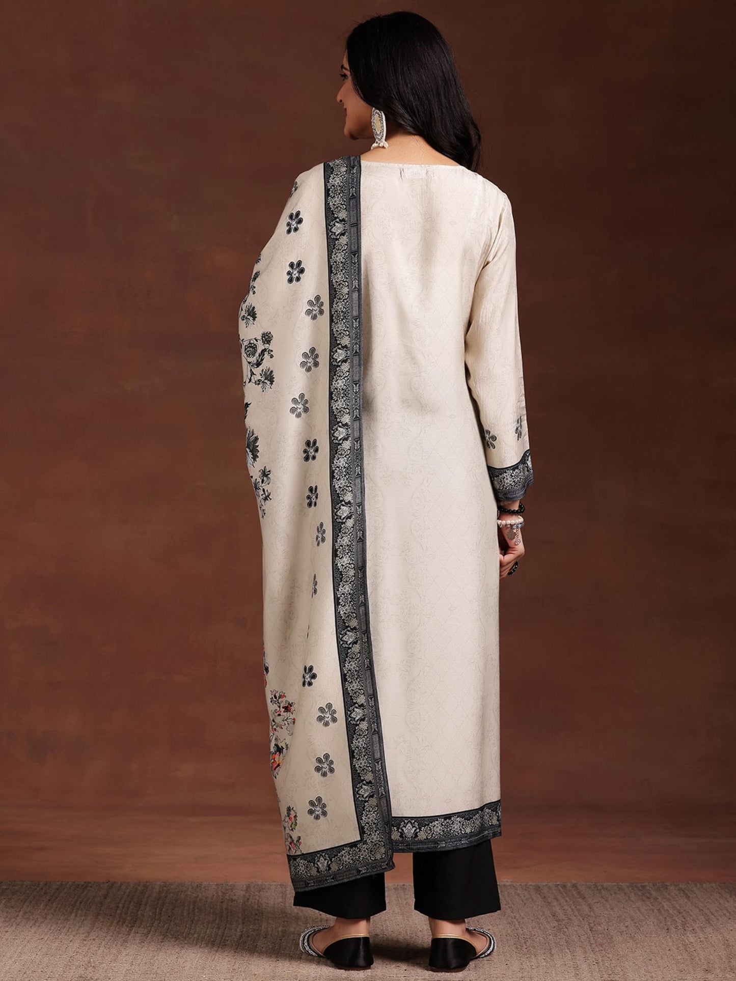 Womens White Kurta with Pant and Dupatta (Set of 3)