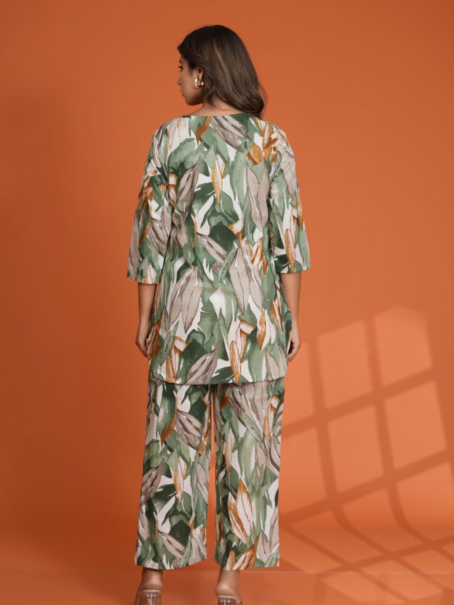 Green Leaf Printed Cotton Cambric Co-Ord (Set of 2)
