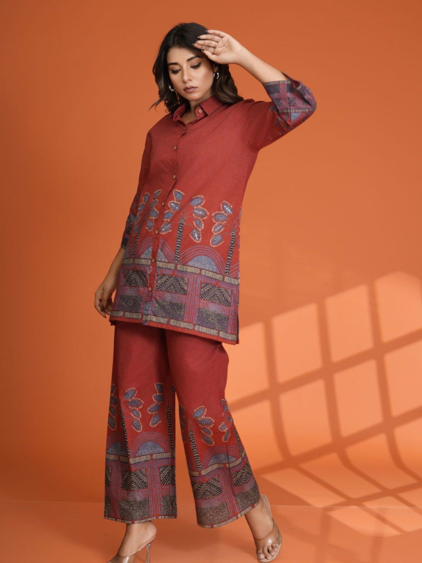 Printed Beaded Co-Ord (Set of 2)