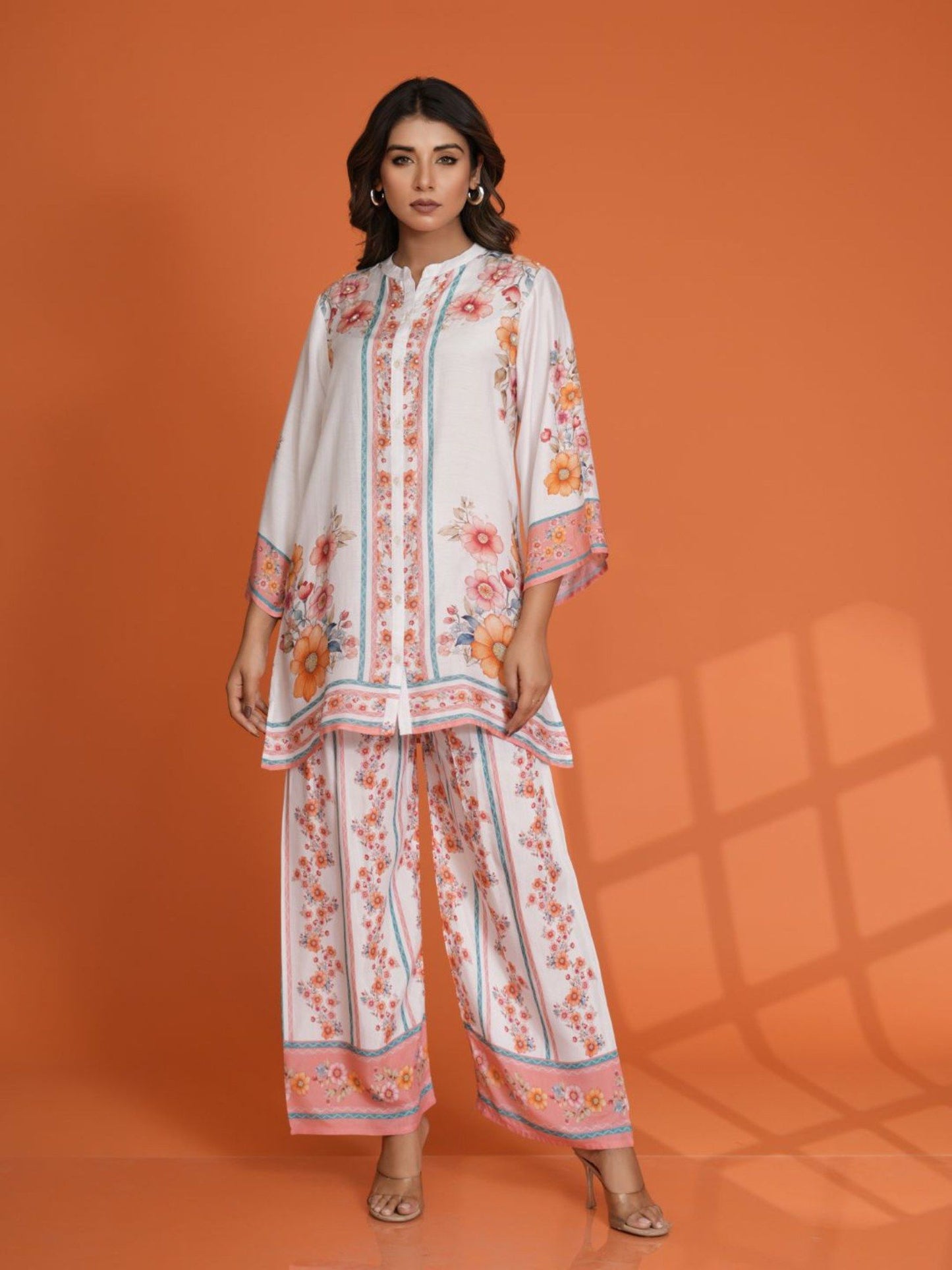 Viscose Muslin Multicolor Floral Printed Co-Ord (Set of 2)