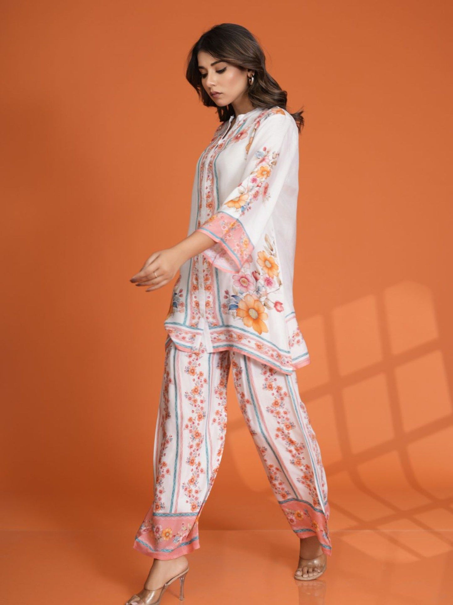Viscose Muslin Multicolor Floral Printed Co-Ord (Set of 2)