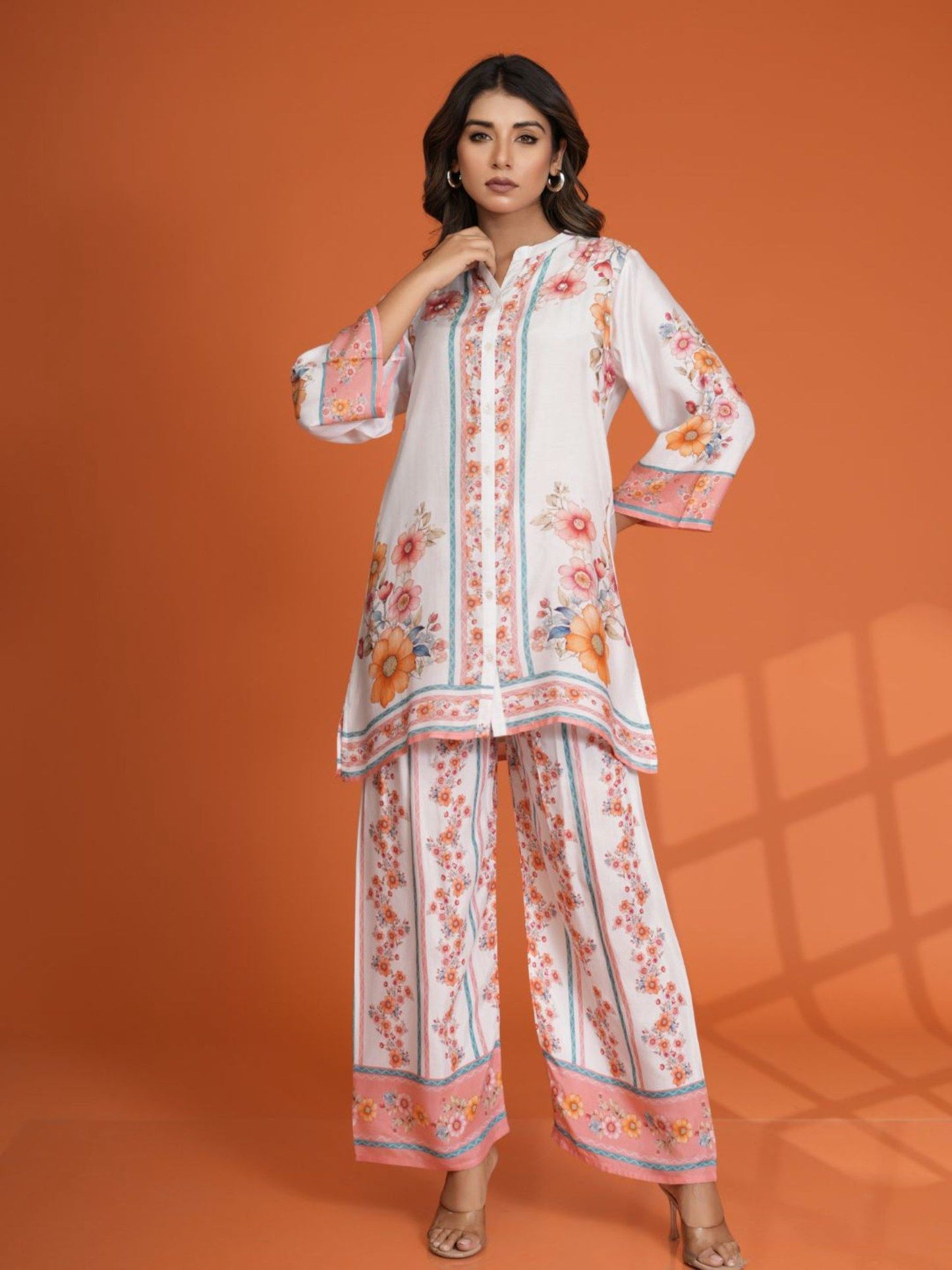Viscose Muslin Multicolor Floral Printed Co-Ord (Set of 2)