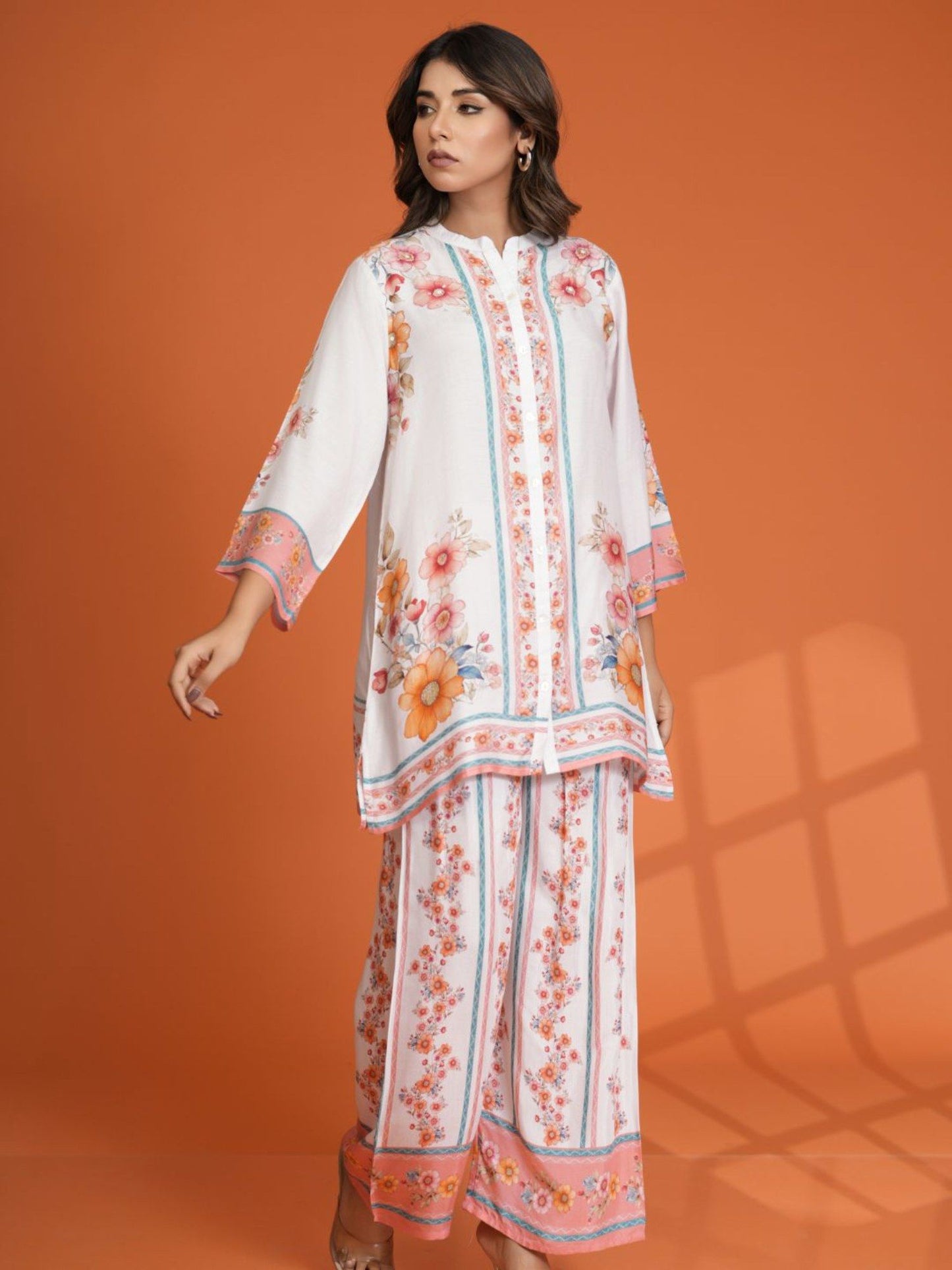 Viscose Muslin Multicolor Floral Printed Co-Ord (Set of 2)
