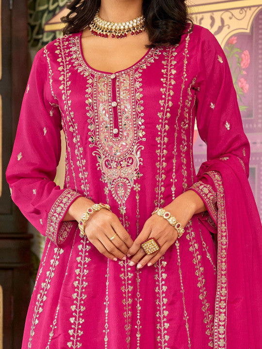 Indo Era Women Floral Embroidered Kurta with Palazzo & Dupatta