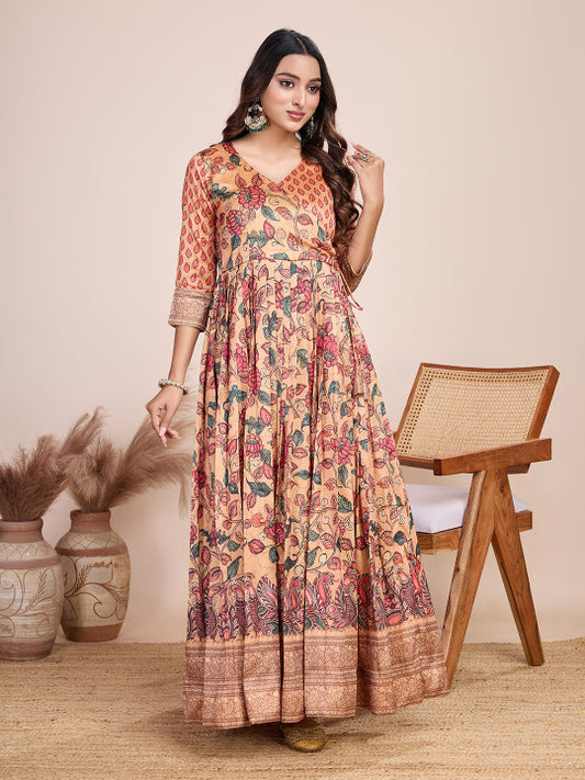 Tasarika Printed V-Neck Maxi Ethnic Dress