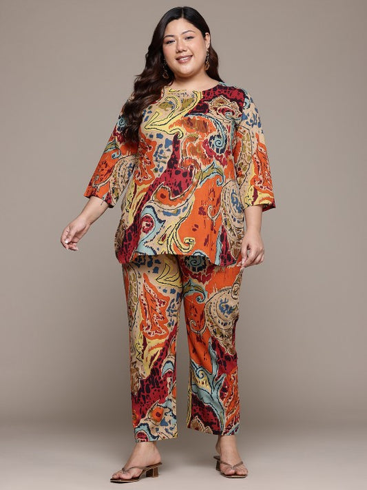 Printed Pure Cotton Tunic With Trousers
