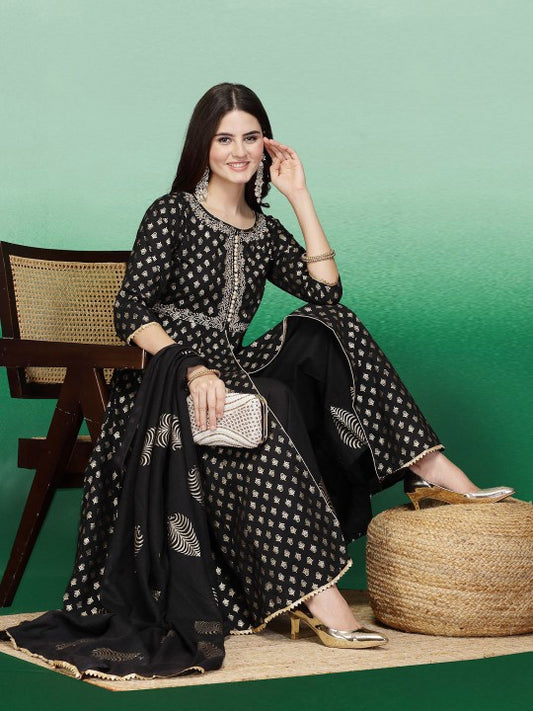 Neck Printed A-Line Kurta