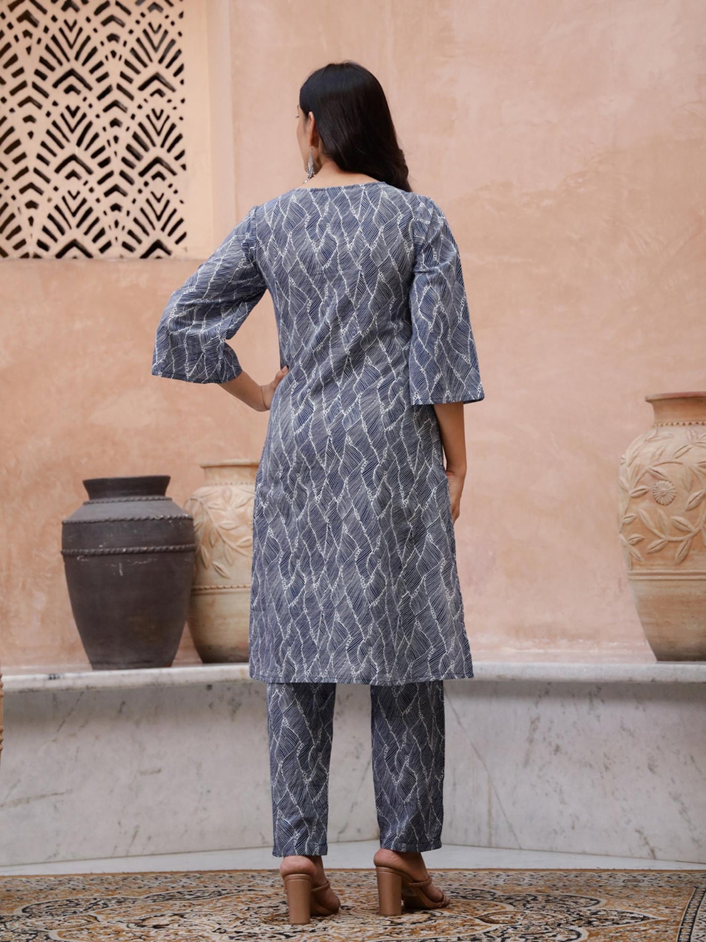 Geometric Printed Thread Work Pure Cotton Co-Ord (Set of 2)