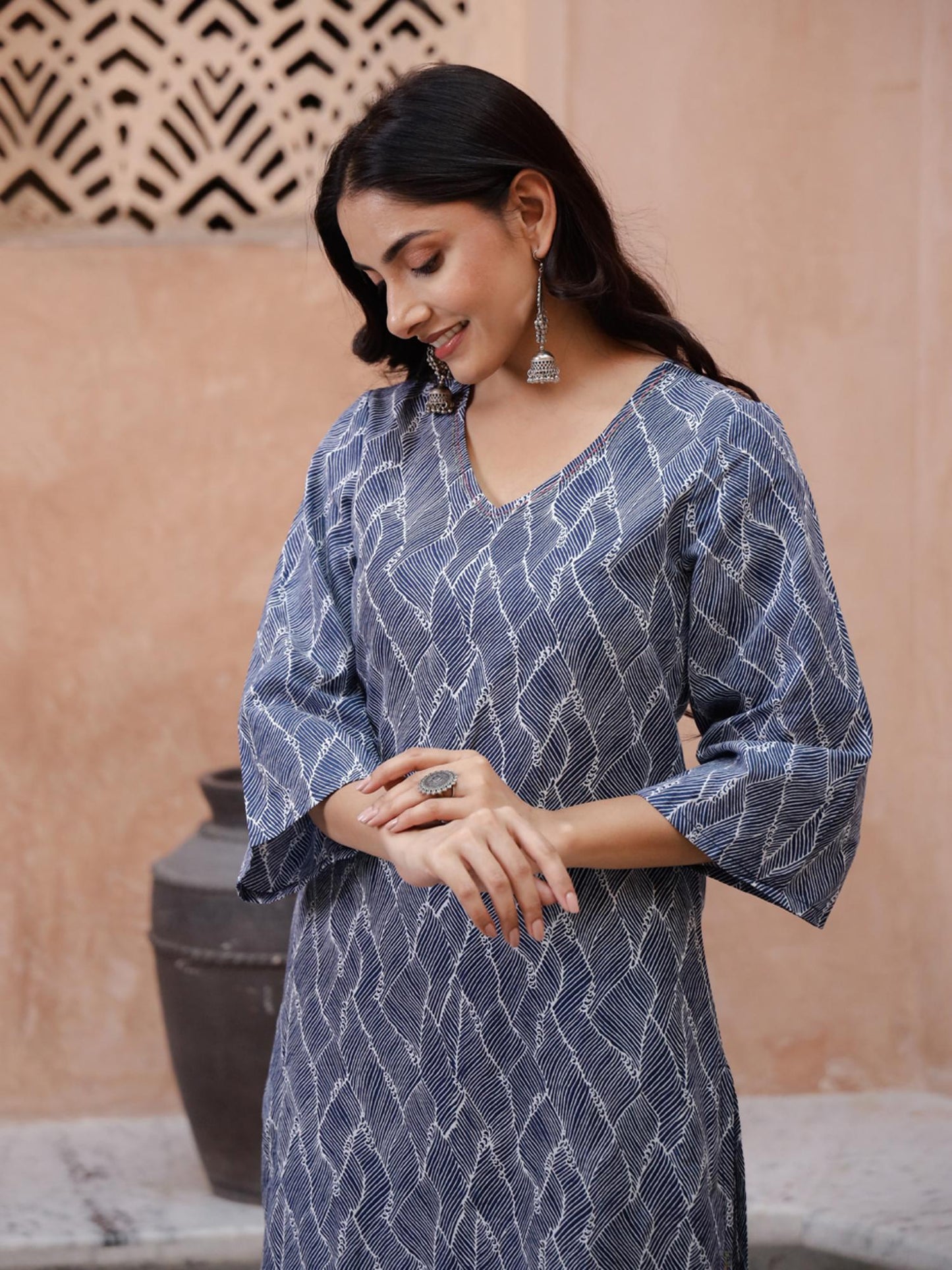 Geometric Printed Thread Work Pure Cotton Co-Ord (Set of 2)