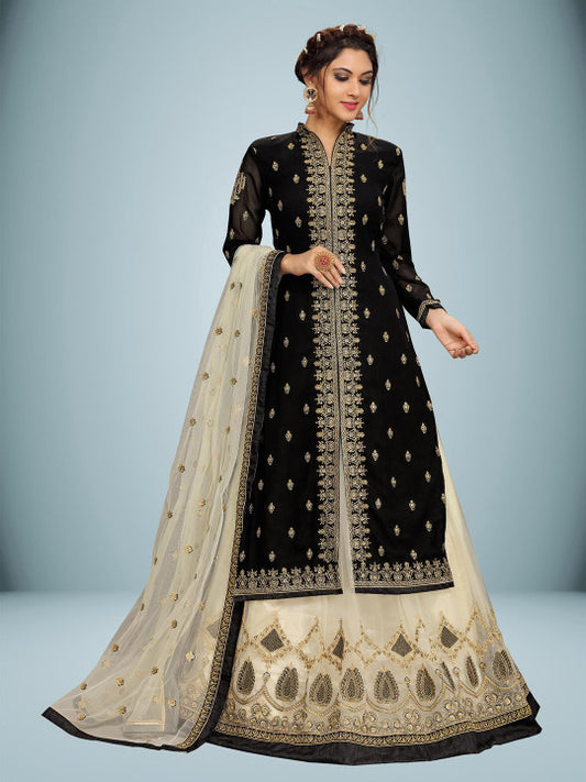 Trendmalls Women Floral Embroidered Regular Beads and Stones Kurta with Skirt & Dupatta