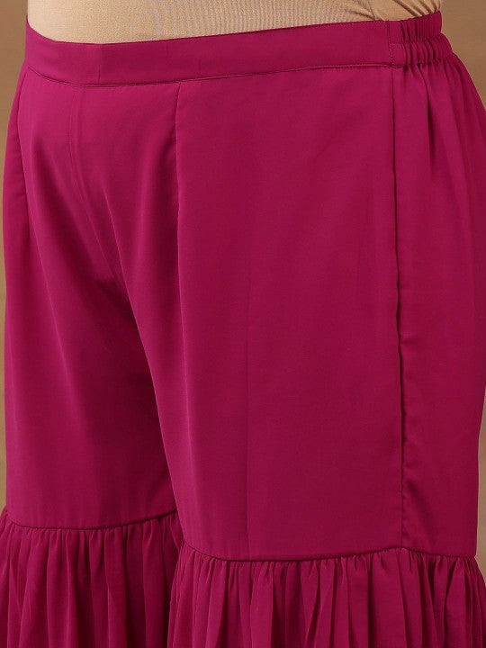 INDDUS PLUS Plus Size Embroidered Sequin Georgette Straight Kurta