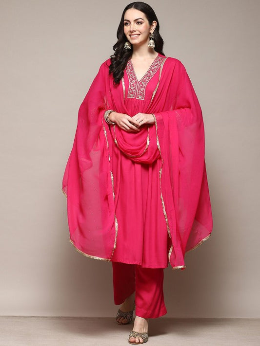 Biba Floral Yoke Design Thread Work Sequined Anarkali Kurta