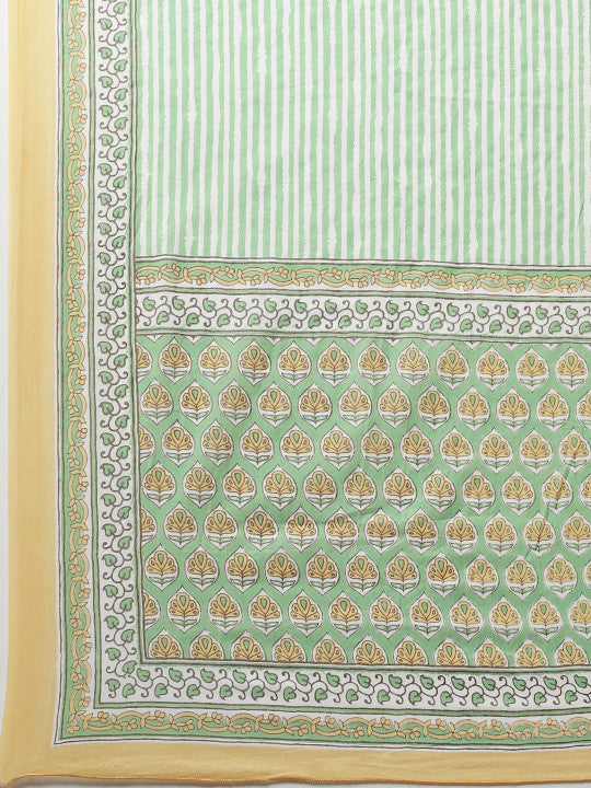 Amirah s Women Green Ethnic Motifs Printed Pure Cotton Kurta with Trousers & Dupatta