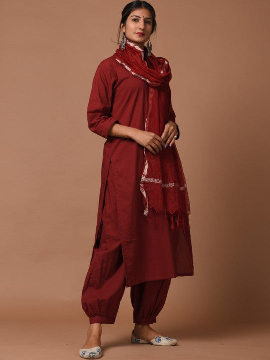 DIMPLE DESIGN STUDIO Regular Pure Cotton Kurta With Salwar & Dupatta