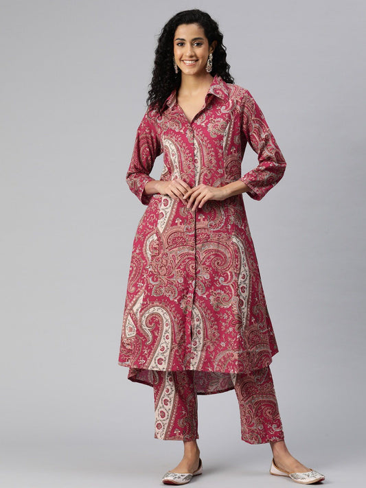 A-Line Style Cotton Fabric Red Co-Ord (Set of 2)