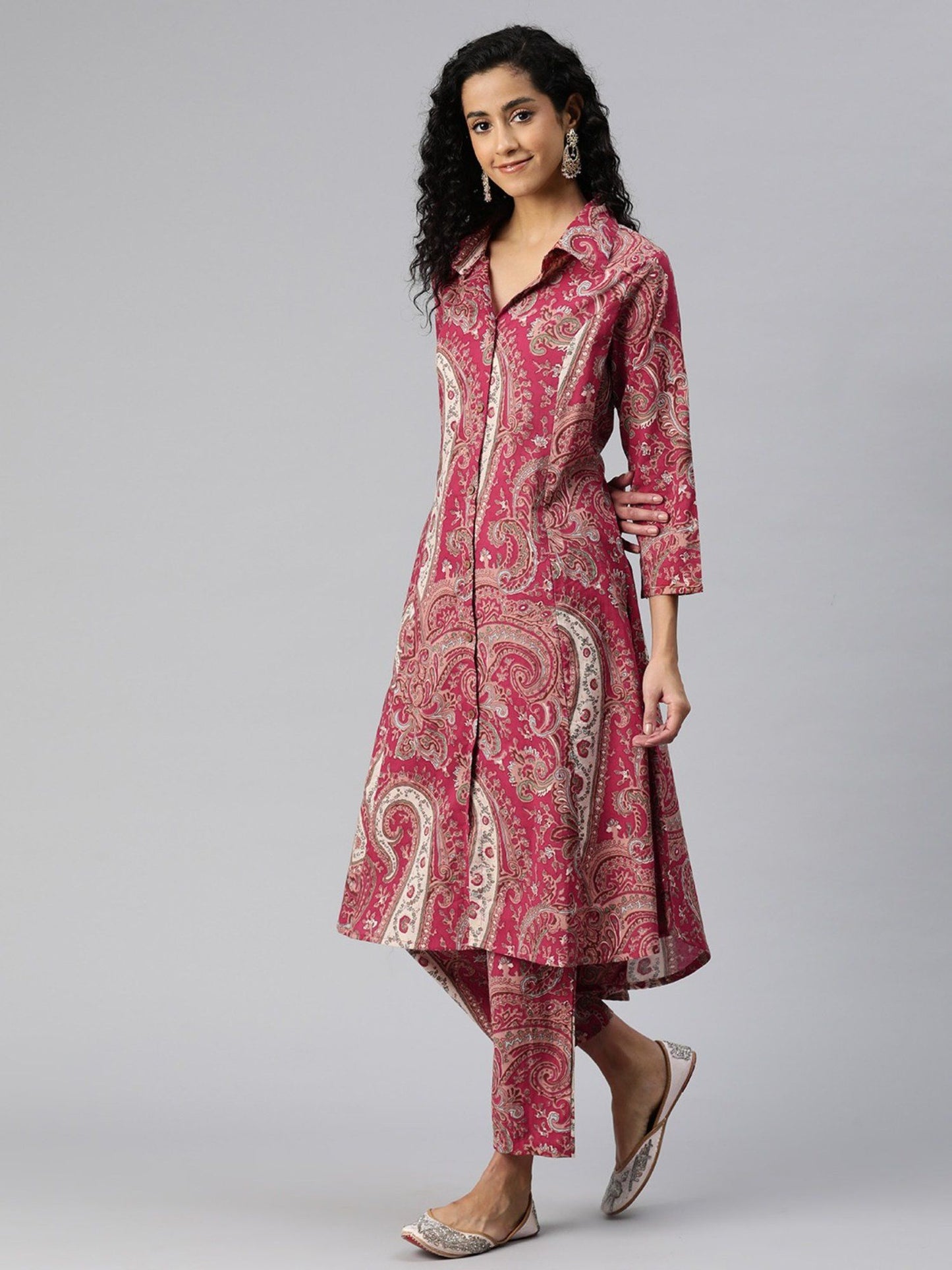 A-Line Style Cotton Fabric Red Co-Ord (Set of 2)