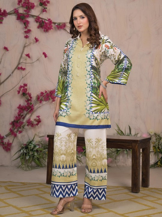 AUTUMN LANE Vastramaya Safari Printed Pure Cotton Tunic With Palazzo Co-Ords Set