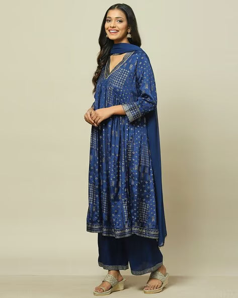 Women Floral Print Aliya Kurta Set with Dupatta