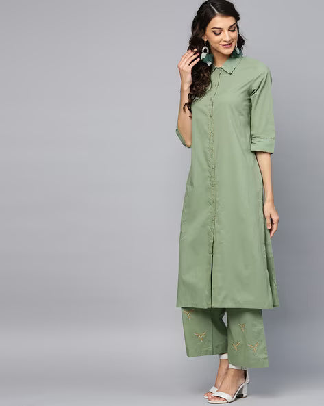 Textured Straight Kurta Set