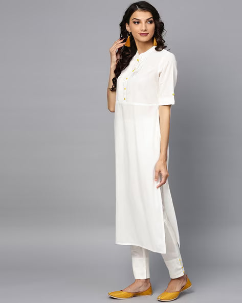 Textured Straight Kurta Set