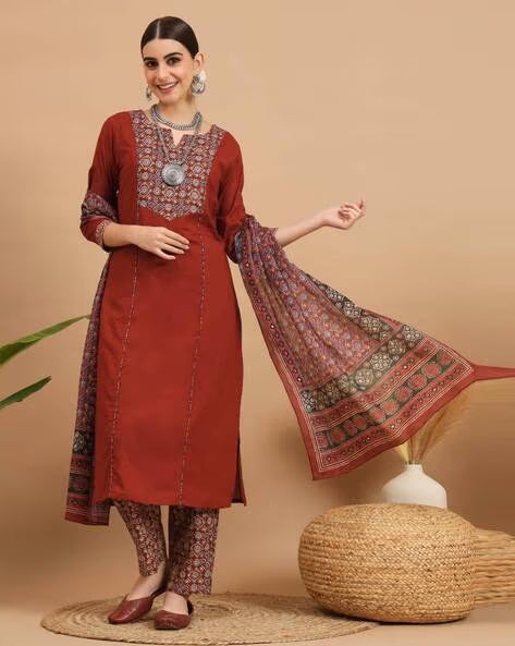 Floral Print Straight Kurta Set