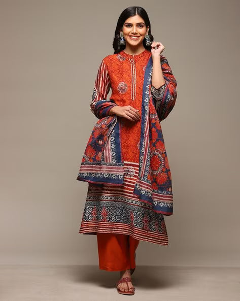 Women Printed Straight Kurta Suit Set
