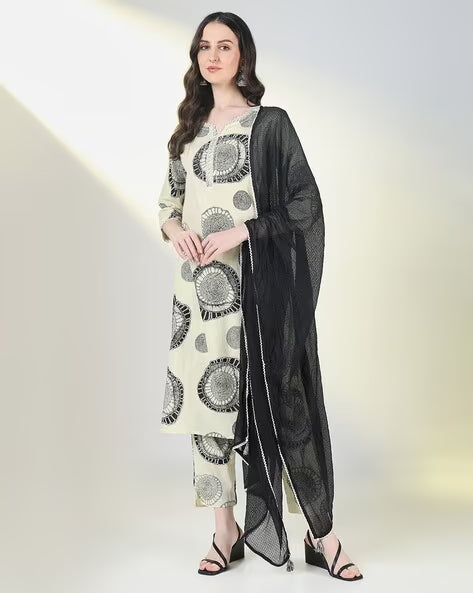 Women Printed Straight Kurta Suit Set