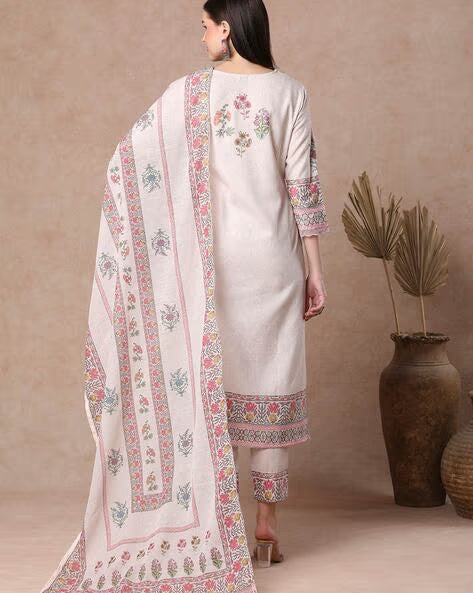 Women Cotton Straight Kurta Set